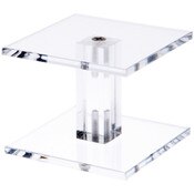 Plymor Clear Acrylic Square Barbell Pedestal Display Riser, 2.25" H x 3" W x 3" D (3/16" thick)