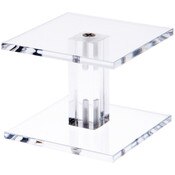 Plymor Clear Acrylic Square Barbell Pedestal Display Riser, 2.25" H x 3" W x 3" D (3/16" thick)