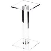 Plymor Clear Acrylic Square Barbell Pedestal Display Riser, 8.375" H x 3" W x 3" D (3/16" thick)