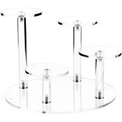 Plymor Clear Acrylic Round 8" Base Riser with 4 Round 3" Display Pedestals, 6" High