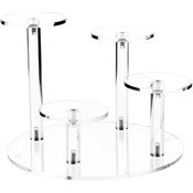 Plymor Clear Acrylic Round 8" Base Riser with 4 Round 3" Display Pedestals, 6" High