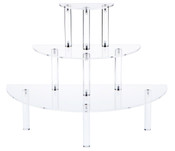 Plymor Clear Acrylic Three-Tiered Half-Round Display Shelves, 14" H x 18" W x 9" D