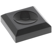 Plymor Black Acrylic Square Display Base with Indented Circle to Hold Egg, Marble, Ball or Sphere, 0.875" W x 0.875" D x 0.25" H (0.5" Circle)