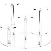 Plymor Clear Acrylic Round 10" Base Display Riser with 5 Round 3" Display Pedestals, 7" High