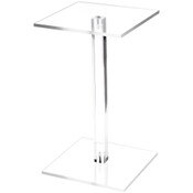Plymor Clear Acrylic Square Barbell Pedestal Display Riser, 10.5" H x 6" W x 6" D (1/4" thick)