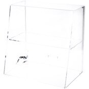 Plymor Clear Acrylic Locking Display Case with Slanted Front and Sliding Back, 1 Flat Shelf, 16" H x 16" W x 10" D