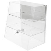 Plymor Acrylic Slant-Front Locking Display Case With 2 Flat Shelves (Mirrored) 16" H x 16" W x 10" D
