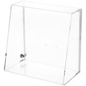 Plymor Clear Acrylic Locking Display Case with Slanted Front and Sliding Back, No Shelves, 13.75" H x 14" W x 7.75" D