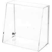 Plymor Clear Acrylic Locking Display Case with Slanted Front and Sliding Back, No Shelves, 13.75" H x 14" W x 7.75" D
