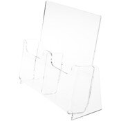 Plymor Clear Acrylic 2-Pocket Tri-Fold Brochure Literature Holder (Countertop), Fits Documents Up to 4" Wide