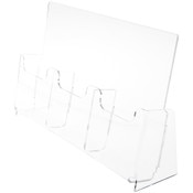 Plymor Clear Acrylic 3-Pocket Tri-Fold Brochure Literature Holder (Countertop), Fits Documents Up to 4" Wide
