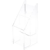 Plymor Clear Acrylic Vertical 2-Level Tri-Fold Brochure Literature Rack (Countertop), Fits Documents Up to 4" Wide