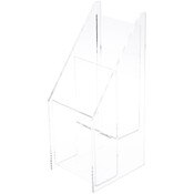 Plymor Clear Acrylic Vertical 2-Level Tri-Fold Brochure Literature Rack (Countertop), Fits Documents Up to 4" Wide