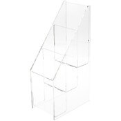 Plymor Clear Acrylic Vertical 3-Level Tri-Fold Brochure Literature Rack (Countertop), Fits Documents Up to 4" Wide