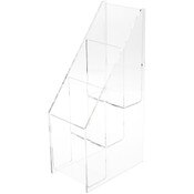 Plymor Clear Acrylic Vertical 3-Level Tri-Fold Brochure Literature Rack (Countertop), Fits Documents Up to 4" Wide