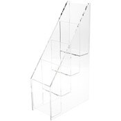 Plymor Clear Acrylic Vertical 4-Level Tri-Fold Brochure Literature Rack (Countertop), Fits Documents Up to 4" Wide