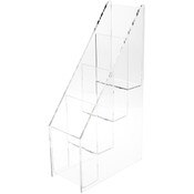 Plymor Clear Acrylic Vertical 4-Level Tri-Fold Brochure Literature Rack (Countertop), Fits Documents Up to 4" Wide