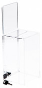 Plymor Clear Acrylic Locking Ballot / Collection Box With Sign Holder, 5" W x 5" D x 9" H (Holds 4.5" x 5" Sign)