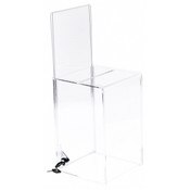 Plymor Clear Acrylic Locking Ballot / Collection Box With Sign Holder, 7" W x 7" D x 11" H (Holds 6.5" x 7" Sign)