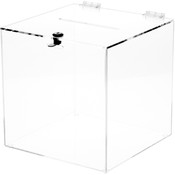 Plymor Clear Acrylic Locking Ballot / Collection / Donation Box, 10" W x 10" D x 10" H