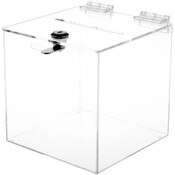 Plymor Clear Acrylic Locking Ballot / Collection / Donation Box, 6" W x 6" D x 6" H