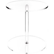 Plymor Clear Acrylic Round Barbell Pedestal Display Riser 12.75" H x 12" D (3/8" thick)
