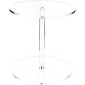 Plymor Clear Acrylic Round Barbell Pedestal Display Riser 16.75" H x 12" D (3/8" thick)