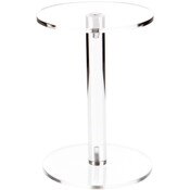 Plymor Clear Acrylic Round Barbell Pedestal Display Riser, 6.375" H x 4.5" D (3/16" thick)