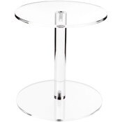 Plymor Clear Acrylic Round Barbell Pedestal Display Riser, 8" H x 7.5" D (1/4" thick)