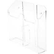 Plymor Clear Acrylic 2-Pocket Tri-Fold Brochure Literature Holder (Wall Mount), Fits Documents Up to 4" Wide