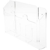 Plymor Clear Acrylic 3-Pocket Tri-Fold Brochure Literature Holder (Wall Mount), Fits Documents Up to 4" Wide