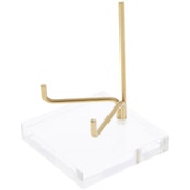 Plymor Clear Acrylic Base with Adjustable Brass Rods to Hold Rock, Fossil, and Mineral Specimen, 3.25" H x 2.5" W x 2.5" D (1.625" Arm Length)