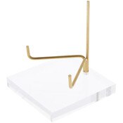 Plymor Clear Acrylic Base with Adjustable Brass Rods to Hold Rock, Fossil, and Mineral Specimen, 3.5" H x 3.25" W x 3.25" D (2.375" Arm Length)