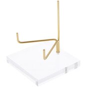 Plymor Clear Acrylic Base with Adjustable Brass Rods to Hold Rock, Fossil, and Mineral Specimen, 3.75" H x 3.25" W x 3.25" D (2.5" Arm Length)