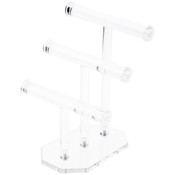 Plymor Clear Acrylic 3-Tier T-Bar Necklace & Bracelet Display Stand, 10.75" H x 8" W x 8" D