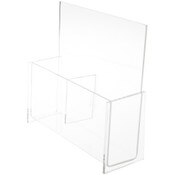 Plymor Clear Acrylic 2-Pocket Tri-Fold Brochure Literature Holder (Countertop), Fits Documents Up to 4" Wide