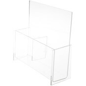 Plymor Clear Acrylic 2-Pocket Tri-Fold Brochure Literature Holder (Countertop), Fits Documents Up to 4" Wide