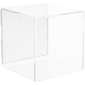Plymor Clear Acrylic Display Case with No Base (Mirror Back), 4" x 4" x 4"