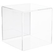 Plymor Clear Acrylic Display Case with No Base (Mirror Back), 4" x 4" x 4"