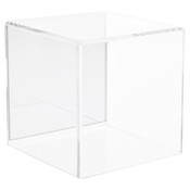 Plymor Clear Acrylic Display Case with No Base (Mirror Back), 4" x 4" x 4"