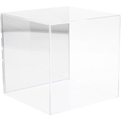 Plymor Clear Acrylic Display Case with No Base (Mirror Back), 8" x 8" x 8"