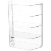 Plymor Clear Acrylic Locking Display Case with Angled Sides and Sliding Back, 3 Shelves, 12.75" H x 10.5" W x 5.5" D