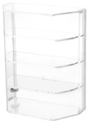 Plymor Sliding Door Locking Display Case with Angled Sides, 3 Shelves, 12.75" H x 10.5" W x 5.5" D