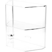 Plymor Clear Acrylic Locking Display Case with Angled Sides and Sliding Back, 1 Shelf, 16.5" H x 16.5" W x 8.5" D