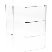 Plymor Clear Acrylic Locking Display Case with Angled Sides and Sliding Back, 2 Shelves, 16.5" H x 16.5" W x 8.5" D