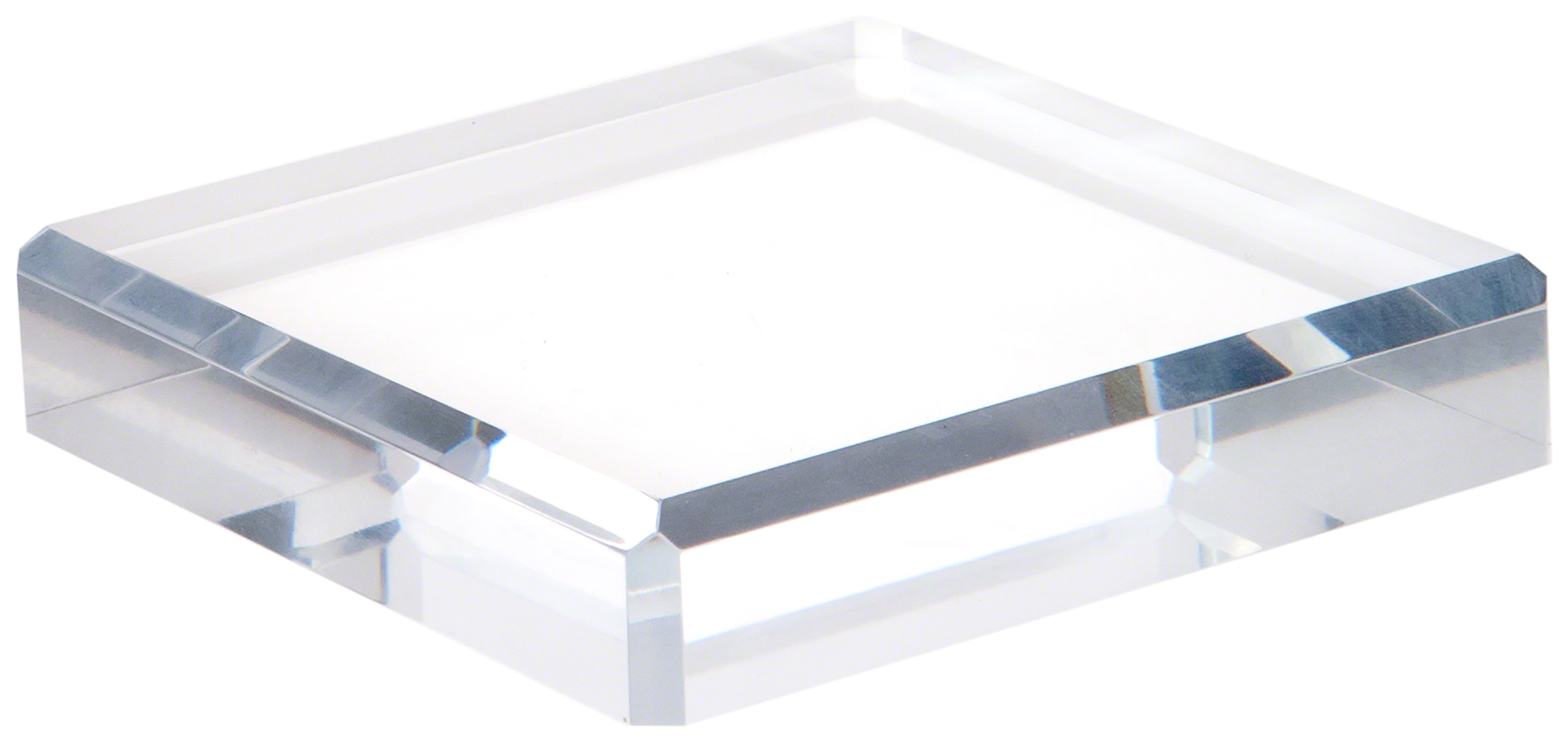 Plymor Clear Polished Acrylic Square Beveled Display Base, 5" W x 5" D x 1" H