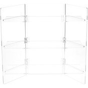Plymor Clear Acrylic Portable Folding 3-Shelf Display, 20" H x 20" W x 9.5" D