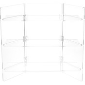 Plymor Clear Acrylic Portable Folding 3-Shelf Display, 20" H x 20" W x 9.5" D