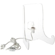 Plymor Clear Acrylic Lighted Flat Back Easel with Shallow Support Ledges, 9" H x 6.75" W x 5.25" D