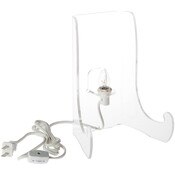 Plymor Clear Acrylic Lighted Flat Back Easel with Shallow Support Ledges, 9" H x 6.75" W x 5.25" D